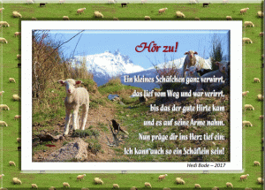 H&ouml;r zu -  Hedi Bode - Motiv Lamm auf Weg