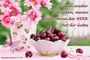 Psalm 116,7 - Sei nun wieder zufrieden, meine Seele, denn der Herr tut dir Gutes