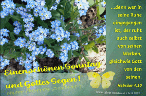 Hebr&auml;er 4,10 - ...denn wer in seine Ruhe eingegangen ist, der ruht auch selbst von seinen Werken, gleich wie Gott von den seinen.